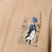Generic Men's Cotton Blend Printed Oversized Round Neck Half Sleeve T-Shirt (Beige)