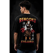Generic Men's Cotton Blend Printed Oversized Round Neck Half Sleeve T-Shirt (Black)