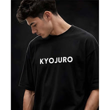 Generic Men's Cotton Blend Printed Oversized Round Neck Half Sleeve T-Shirt (Black)