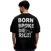 Generic Men's Cotton Blend Printed Oversized Round Neck Half Sleeve T-Shirt (Black)