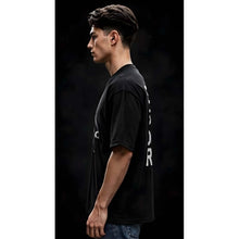 Generic Men's Cotton Blend Printed Oversized Round Neck Half Sleeve T-Shirt (Black)