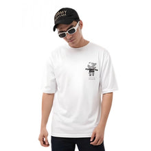 Generic Men's Cotton Blend Printed Oversized Round Neck Half Sleeve T-Shirt (White)