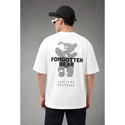 Generic Men's Cotton Blend Printed Oversized Round Neck Half Sleeve T-Shirt (White)