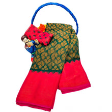 Generic Women's Brasso Printed Saree With Unstitched Blouse 5.5Mtr (Green)