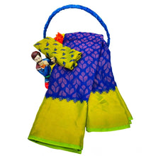 Generic Women's Brasso Printed Saree With Unstitched Blouse 5.5Mtr (Blue)