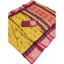 Generic Women's Dola Silk Printed Saree With Unstitched Blouse 5.5Mtr (Yellow)
