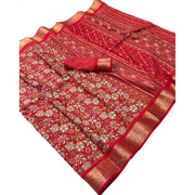 Generic Women's Dola Silk Floral Printed Saree With Unstitched Blouse 5.5Mtr (Red)
