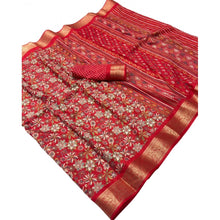 Generic Women's Dola Silk Floral Printed Saree With Unstitched Blouse 5.5Mtr (Red)