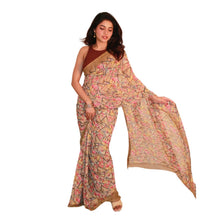 Generic Women's Georgette Printed Saree With Unstitched Blouse 5.5Mtr (Brown)