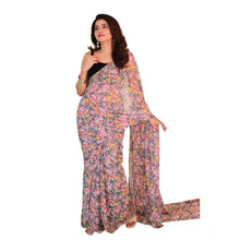 Generic Women's Georgette Printed Saree With Unstitched Blouse 5.5Mtr (Multicolor)