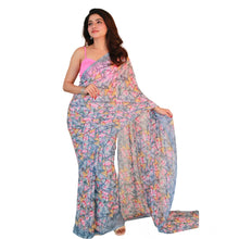 Generic Women's Georgette Printed Saree With Unstitched Blouse 5.5Mtr (Multicolor)