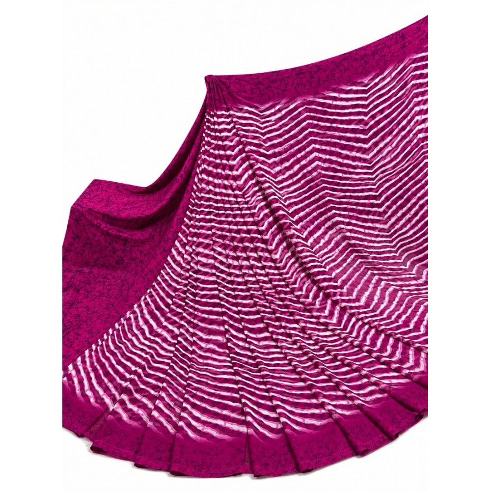 Generic Women's Georgette Printed Saree With Unstitched Blouse 5.5Mtr (Magenta)