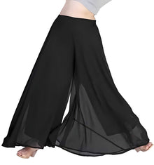 Generic Women's Pack of 1 Georgette Solid High Rise Wide Leg Flared Palazzo with Elastic Waist (Black)
