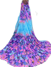 Generic Women's Georgette Floral Printed Saree With Unstitched Blouse 5.5Mtr (Multi)
