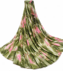 Generic Women's Georgette Printed Saree With Unstitched Blouse 5.5Mtr (Mehendi-Pink)