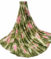 Generic Women's Georgette Printed Saree With Unstitched Blouse 5.5Mtr (Mehendi-Pink)
