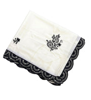 Generic Women's Georgette Embroidered Saree With Unstitched Blouse 5.5Mtr (White-Black)