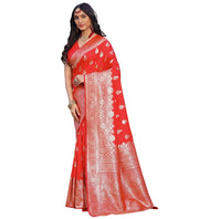 Generic Women's Jacquard Printed Saree With Unstitched Blouse 5.5Mtr (Red)