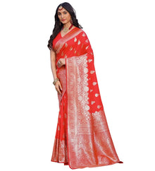 Generic Women's Jacquard Printed Saree With Unstitched Blouse 5.5Mtr (Red)