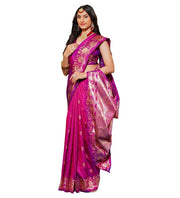 Generic Women's Jacquard Printed Saree With Unstitched Blouse 5.5Mtr (Magenta)