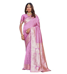 Generic Women's Jacquard Printed Saree With Unstitched Blouse 5.5Mtr (Lavender)