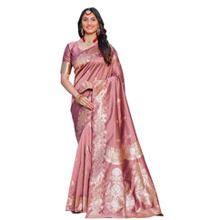 Generic Women's Jacquard Printed Saree With Unstitched Blouse 5.5Mtr (Pink)
