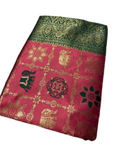 Generic Women's Jacquard Printed Saree With Unstitched Blouse 5.5Mtr (Pink)