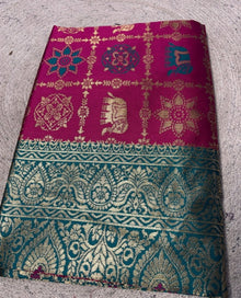 Generic Women's Jacquard Printed Saree With Unstitched Blouse 5.5Mtr (Magenta)