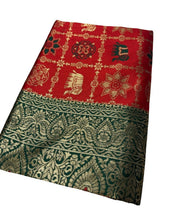 Generic Women's Jacquard Printed Saree With Unstitched Blouse 5.5Mtr (Red)