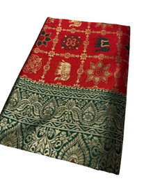 Generic Women's Jacquard Printed Saree With Unstitched Blouse 5.5Mtr (Red)