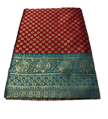 Generic Women's Jacquard Printed Saree With Unstitched Blouse 5.5Mtr (Maroon)