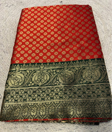 Generic Women's Jacquard Printed Saree With Unstitched Blouse 5.5Mtr (Red)