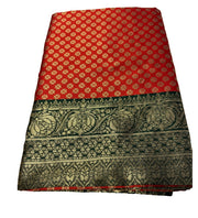 Generic Women's Jacquard Printed Saree With Unstitched Blouse 5.5Mtr (Red)