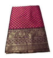 Generic Women's Jacquard Printed Saree With Unstitched Blouse 5.5Mtr (Pink)