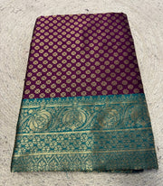 Generic Women's Jacquard Printed Saree With Unstitched Blouse 5.5Mtr (Purple)