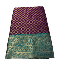 Generic Women's Jacquard Printed Saree With Unstitched Blouse 5.5Mtr (Purple)