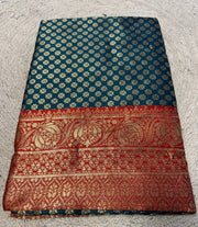 Generic Women's Jacquard Printed Saree With Unstitched Blouse 5.5Mtr (Teal)