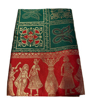 Generic Women's Jacquard Printed Saree With Unstitched Blouse 5.5Mtr (Green)