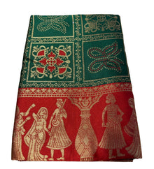 Generic Women's Jacquard Printed Saree With Unstitched Blouse 5.5Mtr (Green)