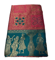 Generic Women's Jacquard Printed Saree With Unstitched Blouse 5.5Mtr (Pink)