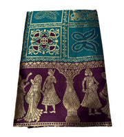Generic Women's Jacquard Printed Saree With Unstitched Blouse 5.5Mtr (Teal)