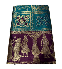 Generic Women's Jacquard Printed Saree With Unstitched Blouse 5.5Mtr (Teal)