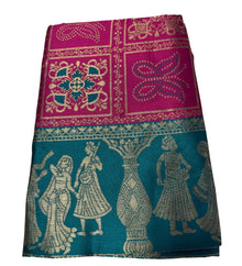 Generic Women's Jacquard Printed Saree With Unstitched Blouse 5.5Mtr (Magenta)
