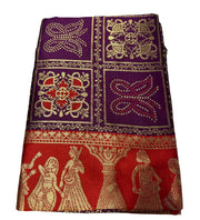 Generic Women's Jacquard Printed Saree With Unstitched Blouse 5.5Mtr (Wine)