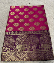 Generic Women's Jacquard Printed Saree With Unstitched Blouse 5.5Mtr (Magenta)