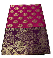 Generic Women's Jacquard Printed Saree With Unstitched Blouse 5.5Mtr (Magenta)
