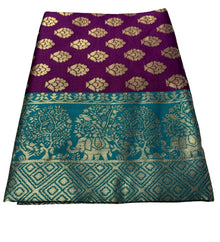 Generic Women's Jacquard Printed Saree With Unstitched Blouse 5.5Mtr (Purple)