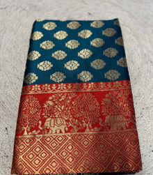 Generic Women's Jacquard Printed Saree With Unstitched Blouse 5.5Mtr (Teal)
