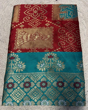 Generic Women's Jacquard Printed Saree With Unstitched Blouse 5.5Mtr (Maroon)