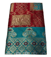 Generic Women's Jacquard Printed Saree With Unstitched Blouse 5.5Mtr (Maroon)